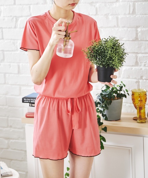 acro(アクロ)の「配色メローリラクシングルームウェア/AC1454(ルームウェア/パジャマ・レディース・ブラック/グリーン/グレー/ピンク/パープル/ホワイト/イエロー・フリ-)」の7枚目の写真