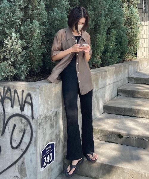 Didot.showroom（ディドット ショールーム）の「【DIDOT.】グローシアーシャツ（シャツ/ブラウス・レディース・ブラック/ミント/ブラウン・FREE）」の3枚目の写真