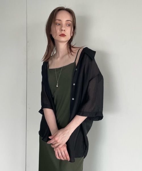 Didot.showroom（ディドット ショールーム）の「【DIDOT.】グローシアーシャツ（シャツ/ブラウス・レディース・ブラック/ミント/ブラウン・FREE）」の2枚目の写真