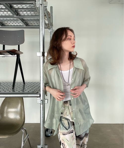 Didot.showroom（ディドット ショールーム）の「【DIDOT.】グローシアーシャツ（シャツ/ブラウス・レディース・ブラック/ミント/ブラウン・FREE）」の9枚目の写真