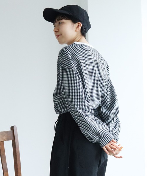 PAR ICI（パーリッシィ）の「ギンガムジャガード ボリューム袖