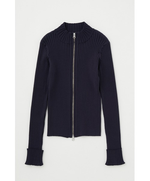 MOUSSY（マウジー）の「STAND NECK ZIP UP RIB ニット（ニット/セーター・レディース・ライトイエロー/カーキ/ダークネイビー/アイボリー・FREE）」の4枚目の写真