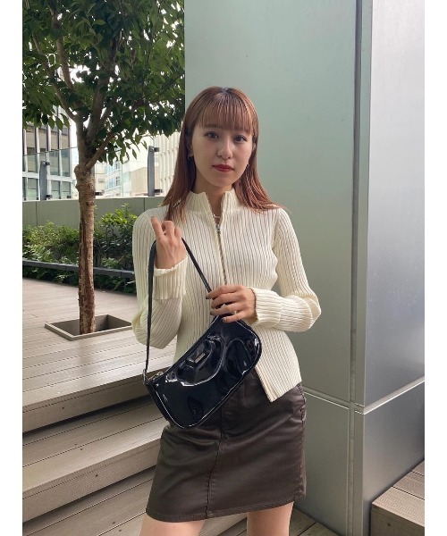 moussy - MOUSSY / STAND NECK ZIP UP RIB ニット MOUSSY（マウジー）の「STAND NECK ZIP UP RIB ニット（ニット
