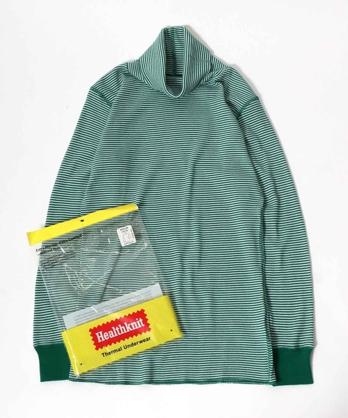 Healthknit（ヘルスニット）の「Healthknit（ヘルスニット）ベーシック ワッフルタートルネック長袖ロンT メンズ レディース ユニセックス/サーマル無地・ボーダー/1P（Tシャツ/カットソー・レディース・オフホワイト/ブラック/ブラック×ホワイト/レッド系その他/ネイビー×ホワイト/ブルー系その他/ブラウン系その他/グリーン系その他・M/L/XL）」の5枚目の写真