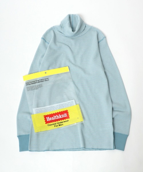 Healthknit（ヘルスニット）の「Healthknit（ヘルスニット）ベーシック ワッフルタートルネック長袖ロンT メンズ レディース ユニセックス/サーマル無地・ボーダー/1P（Tシャツ/カットソー・レディース・オフホワイト/ブラック/ブラック×ホワイト/レッド系その他/ネイビー×ホワイト/ブルー系その他/ブラウン系その他/グリーン系その他・M/L/XL）」の6枚目の写真