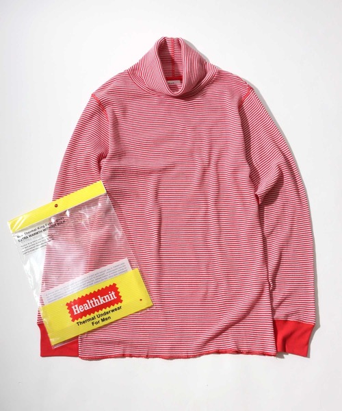 Healthknit（ヘルスニット）の「Healthknit（ヘルスニット）ベーシック ワッフルタートルネック長袖ロンT メンズ レディース ユニセックス/サーマル無地・ボーダー/1P（Tシャツ/カットソー・レディース・オフホワイト/ブラック/ブラック×ホワイト/レッド系その他/ネイビー×ホワイト/ブルー系その他/ブラウン系その他/グリーン系その他・M/L/XL）」の8枚目の写真