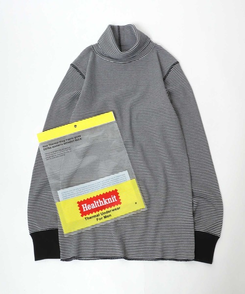 Healthknit（ヘルスニット）の「Healthknit（ヘルスニット）ベーシック ワッフルタートルネック長袖ロンT メンズ レディース ユニセックス/サーマル無地・ボーダー/1P（Tシャツ/カットソー・レディース・オフホワイト/ブラック/ブラック×ホワイト/レッド系その他/ネイビー×ホワイト/ブルー系その他/ブラウン系その他/グリーン系その他・M/L/XL）」の7枚目の写真