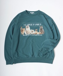 Salong hameu（サロン ハミュー）の「ヴィンテージライク ねこさんプリントスウェットトレーナー（スウェット・メンズ）」