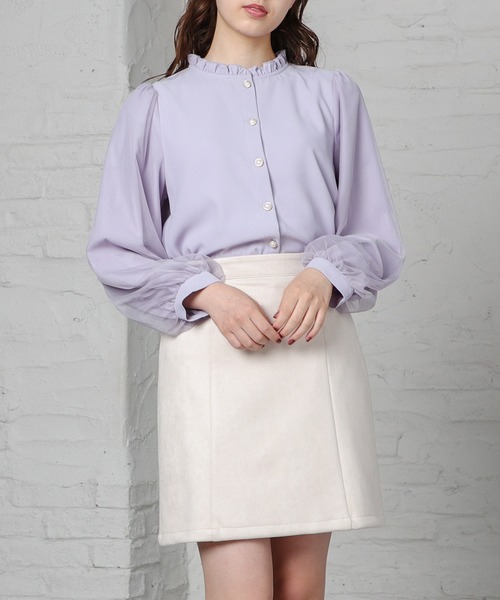 Honeys（ハニーズ）の「スエード台形スカート（スカート・レディース・グレー/アイボリー/ピンク・M/S/L）」の5枚目の写真