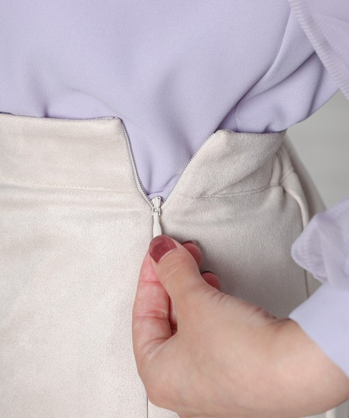 Honeys（ハニーズ）の「スエード台形スカート（スカート・レディース・グレー/アイボリー/ピンク・M/S/L）」の9枚目の写真