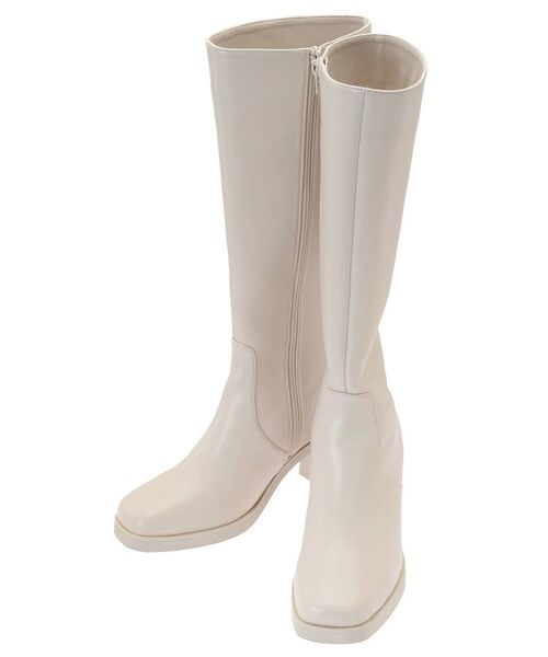 MERCURYDUO(マーキュリーデュオ)の「チャンキーヒールロングブーツ(ブーツ・レディース・ブラック/アイボリー・38/36)」の3枚目の写真