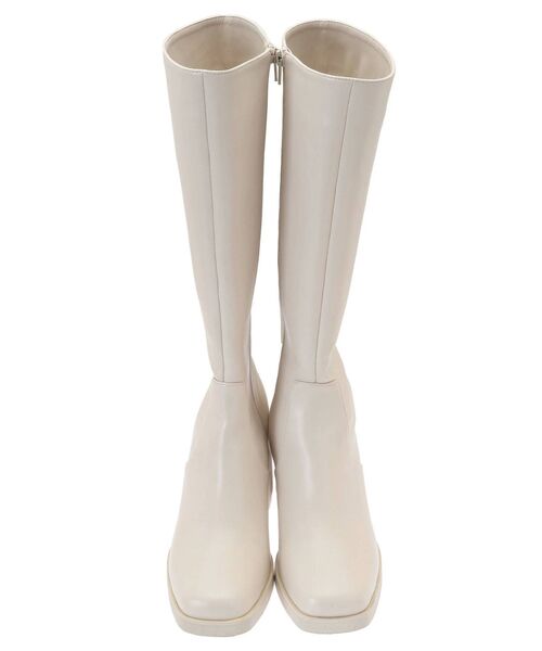 MERCURYDUO(マーキュリーデュオ)の「チャンキーヒールロングブーツ(ブーツ・レディース・ブラック/アイボリー・38/36)」の4枚目の写真