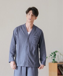 sleeping.com（スリーピングドットコム）の「オリジナルの香り付き素材 メンズ・ランダムストライプジャガードカットソー羽織（ルームウェア/パジャマ）」