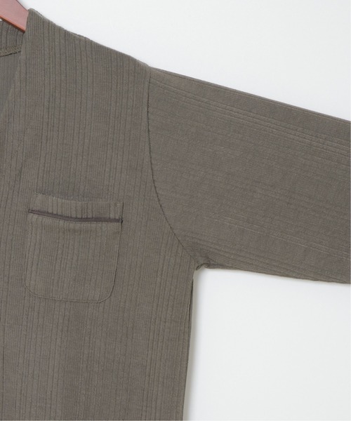 sleeping.com(スリーピングドットコム)の「オリジナルの香り付き素材 メンズ・ランダムストライプジャガードカットソー羽織(ルームウェア/パジャマ・メンズ・ブルー/オリーブ・フリ-)」の5枚目の写真