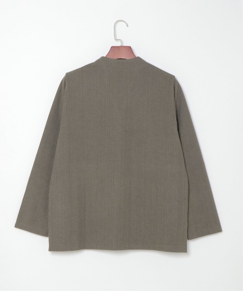 sleeping.com(スリーピングドットコム)の「オリジナルの香り付き素材 メンズ・ランダムストライプジャガードカットソー羽織(ルームウェア/パジャマ・メンズ・ブルー/オリーブ・フリ-)」の4枚目の写真