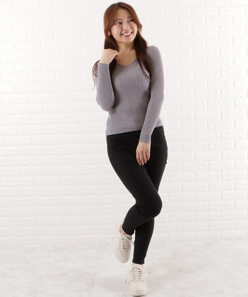 Vネックリブニットセーター（ニット/セーター）｜Lace Ladies