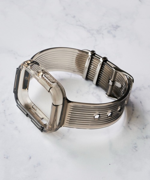 ADPOSION(アドポーション)の「【zandy / ズィー・アンド・ワイ】アップルウォッチバンド カバー クリアベルト 一体式 Apple Watch(デジタル腕時計・レディース・ピンク/クリアブラック/クリア/レインボー・SMALL/MEDIUM)」の5枚目の写真