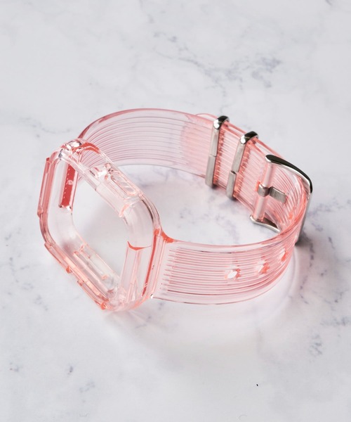 ADPOSION(アドポーション)の「【zandy / ズィー・アンド・ワイ】アップルウォッチバンド カバー クリアベルト 一体式 Apple Watch(デジタル腕時計・レディース・ピンク/クリアブラック/クリア/レインボー・SMALL/MEDIUM)」の6枚目の写真