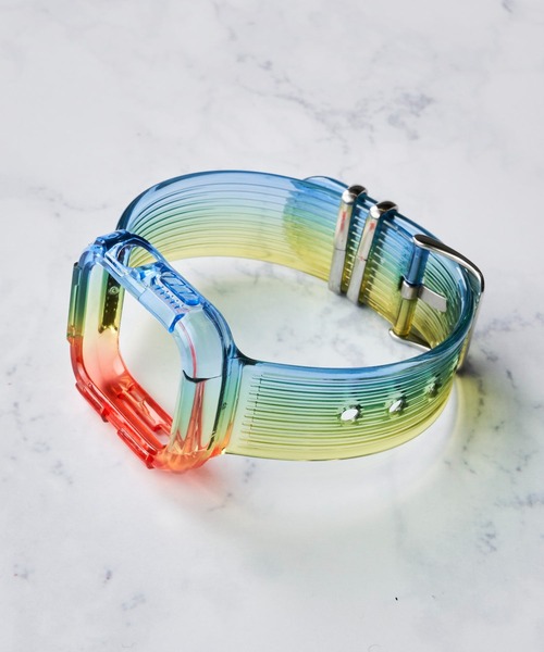 ADPOSION(アドポーション)の「【zandy / ズィー・アンド・ワイ】アップルウォッチバンド カバー クリアベルト 一体式 Apple Watch(デジタル腕時計・レディース・ピンク/クリアブラック/クリア/レインボー・SMALL/MEDIUM)」の8枚目の写真