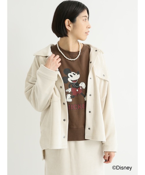 Lugnoncure(ルノンキュール)の「コーデュロイCPOジャケット【セットアップ可】(ノーカラージャケット・レディース・オフホワイト/モカ/チャコール・フリ-)」の2枚目の写真