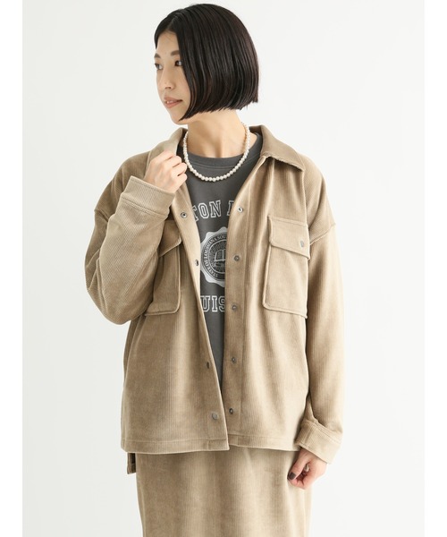 Lugnoncure(ルノンキュール)の「コーデュロイCPOジャケット【セットアップ可】(ノーカラージャケット・レディース・オフホワイト/モカ/チャコール・フリ-)」の7枚目の写真