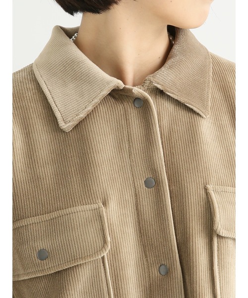 Lugnoncure(ルノンキュール)の「コーデュロイCPOジャケット【セットアップ可】(ノーカラージャケット・レディース・オフホワイト/モカ/チャコール・フリ-)」の10枚目の写真