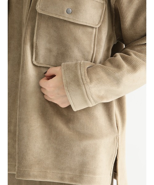 Lugnoncure(ルノンキュール)の「コーデュロイCPOジャケット【セットアップ可】(ノーカラージャケット・レディース・オフホワイト/モカ/チャコール・フリ-)」の11枚目の写真