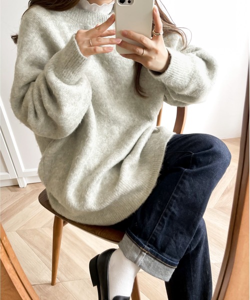 mily bilet(ミウィビレット)の「【mily bilet】もこもこに”きゅん”。2wayコード紐付きMIXモヘアライクニットオーバーサイズカーディガン(カーディガン/ボレロ・レディース・ベージュ/ライトグレー/アイボリー・MEDIUM/LARGE/X-LARGE)」の15枚目の写真