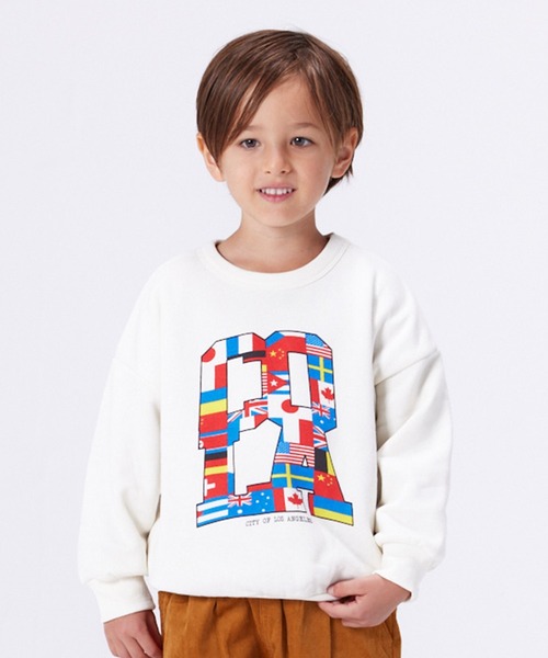 Life Support Products（ライフサポートプロダクツ）の「ウラキモウプリントトレーナー/裏起毛（80～150cm）（スウェット・キッズ・オフホワイト/ブルー/ブラック/ネイビー/マスタード/チャコール・80/90/95/100/110/120/130/140/150）」の2枚目の写真