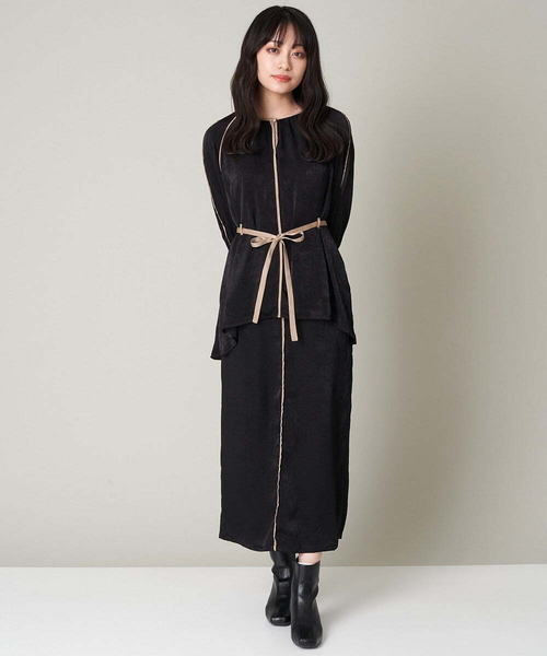A de a.v.v（アードアー・ヴェ・ヴェ）の「［SET UP対応］バイカラーパイピングサテンスカート（スカート・レディース・ベージュ/ブラック・38/36）」の7枚目の写真