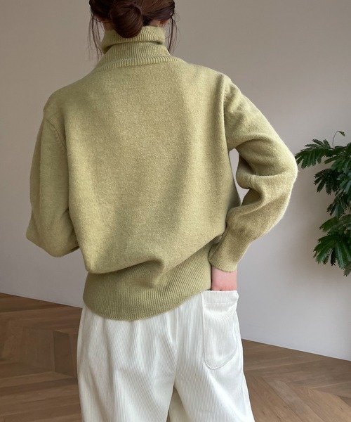 CANAL JEAN（キャナルジーン）の「El mar(エルマール) ふわふわハイネックニット（ニット/セーター・レディース・ライトグリーン/ブラック・ONE SIZE）」の7枚目の写真