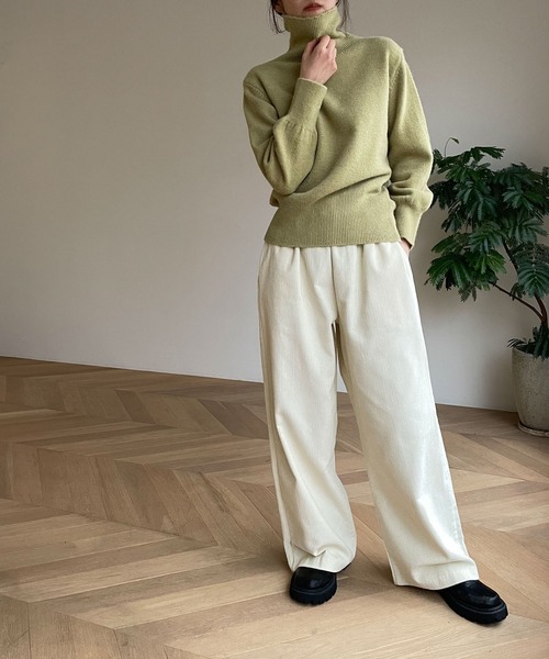 CANAL JEAN（キャナルジーン）の「El mar(エルマール) ふわふわハイネックニット（ニット/セーター・レディース・ライトグリーン/ブラック・ONE SIZE）」の8枚目の写真