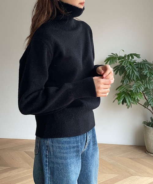 CANAL JEAN（キャナルジーン）の「El mar(エルマール) ふわふわハイネックニット（ニット/セーター・レディース・ライトグリーン/ブラック・ONE SIZE）」の3枚目の写真