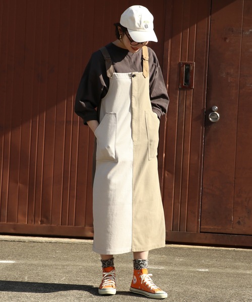 KRIFF MAYER Lady's Collection（クリフメイヤーレディースコレクション）の「カットジャンパースカート（ジャンパースカート・レディース・ナチュラル/ピンク/カラフル/ネイビー/ベージュ・MEDIUM/LARGE）」の5枚目の写真