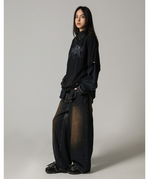 MASONPRINCE(メイソンプリンス)の「オーバーサイズ ロック風ロゴプリント ダメージ&ペンキ加工Tシャツ DT4074【MASONPRINCE】(Tシャツ/カットソー・メンズ・ダークグレー/ホワイト/ブラウン/ブラック・L/M/S)」の13枚目の写真