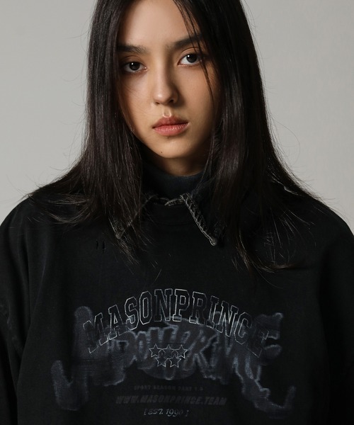 MASONPRINCE(メイソンプリンス)の「オーバーサイズ ロック風ロゴプリント ダメージ&ペンキ加工Tシャツ DT4074【MASONPRINCE】(Tシャツ/カットソー・メンズ・ダークグレー/ホワイト/ブラウン/ブラック・L/M/S)」の9枚目の写真