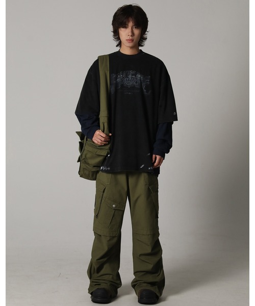 MASONPRINCE(メイソンプリンス)の「オーバーサイズ ロック風ロゴプリント ダメージ&ペンキ加工Tシャツ DT4074【MASONPRINCE】(Tシャツ/カットソー・メンズ・ダークグレー/ホワイト/ブラウン/ブラック・L/M/S)」の10枚目の写真