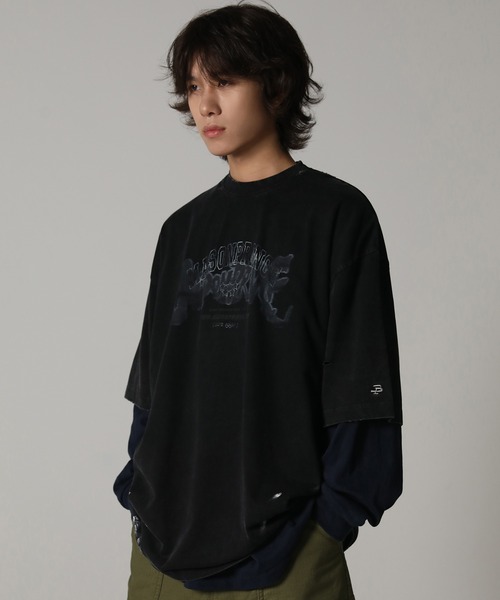 MASONPRINCE(メイソンプリンス)の「オーバーサイズ ロック風ロゴプリント ダメージ&ペンキ加工Tシャツ DT4074【MASONPRINCE】(Tシャツ/カットソー・メンズ・ダークグレー/ホワイト/ブラウン/ブラック・L/M/S)」の16枚目の写真