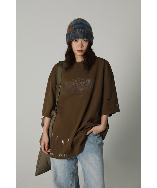 MASONPRINCE(メイソンプリンス)の「オーバーサイズ ロック風ロゴプリント ダメージ&ペンキ加工Tシャツ DT4074【MASONPRINCE】(Tシャツ/カットソー・メンズ・ダークグレー/ホワイト/ブラウン/ブラック・L/M/S)」の21枚目の写真