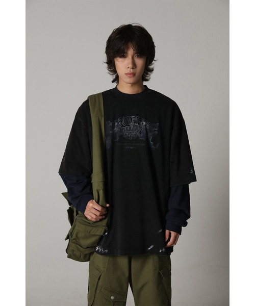 MASONPRINCE(メイソンプリンス)の「オーバーサイズ ロック風ロゴプリント ダメージ&ペンキ加工Tシャツ DT4074【MASONPRINCE】(Tシャツ/カットソー・メンズ・ダークグレー/ホワイト/ブラウン/ブラック・L/M/S)」の14枚目の写真