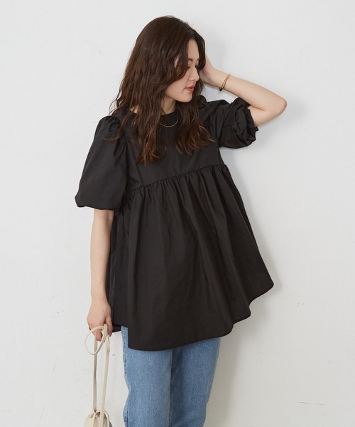 Shelly island（シェリーアイランド）の「ボリュームギャザーフレアブラウス（シャツ/ブラウス・レディース・ホワイト/ブラック・M）」の13枚目の写真