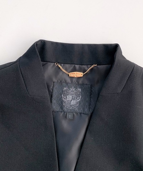 Q（キュー）の「ストレッチノーカラージャケット（ノーカラージャケット・レディース・ライトグレー/ブラック・MEDIUM）」の6枚目の写真