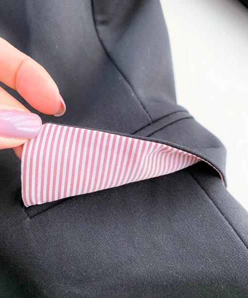 Q（キュー）の「ストレッチノーカラージャケット（ノーカラージャケット・レディース・ライトグレー/ブラック・MEDIUM）」の10枚目の写真