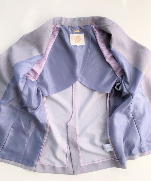 Q（キュー）の「ストレッチノーカラージャケット（ノーカラージャケット・レディース・ライトグレー/ブラック・MEDIUM）」の9枚目の写真