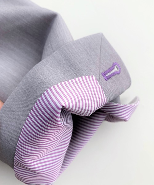 Q（キュー）の「ストレッチノーカラージャケット（ノーカラージャケット・レディース・ライトグレー/ブラック・MEDIUM）」の13枚目の写真