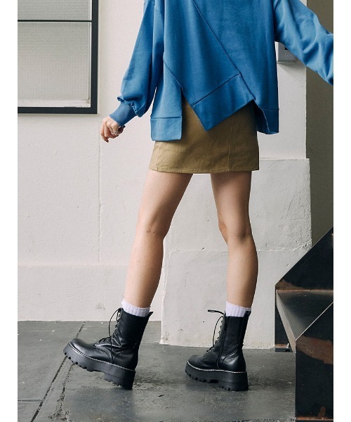 ENVYM（アンビー）の「ＥＮＶＹＭロゴテープショートブーツ（ブーツ・レディース・ブラック・22.5/24.5/23.5）」の4枚目の写真