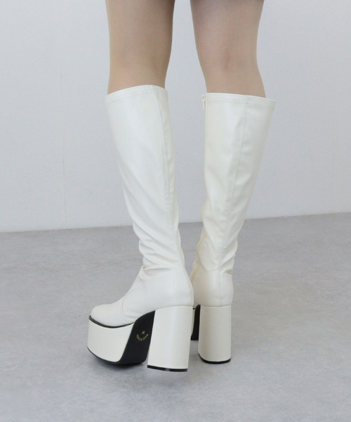 LOVEHUNTER（ラブハンター）の「LOVEHUNTER/軽量厚底 スクエアトゥストレッチロングブーツ(1585)（ブーツ・レディース・ブラック/アイボリー/ブラック系その他・LL/L/S/M/SS/3L）」の5枚目の写真
