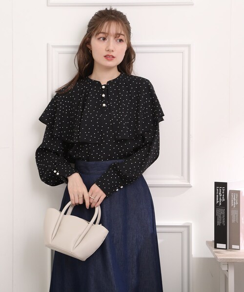 couture brooch（クチュールブローチ）の「◆【前後2WAY】ドットケープブラウス（シャツ/ブラウス・レディース・ホワイト系3/ブラック系・38/40/42）」の18枚目の写真