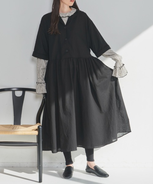 リボンロングワンピース 肩リボン花柄ロングワンピース | Rlab store