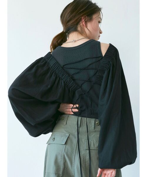 Ungrid（アングリッド）の「スリーブボリュームボレロアンサンブル（シャツ/ブラウス・レディース・ブラック/ベージュ・FREE）」の12枚目の写真